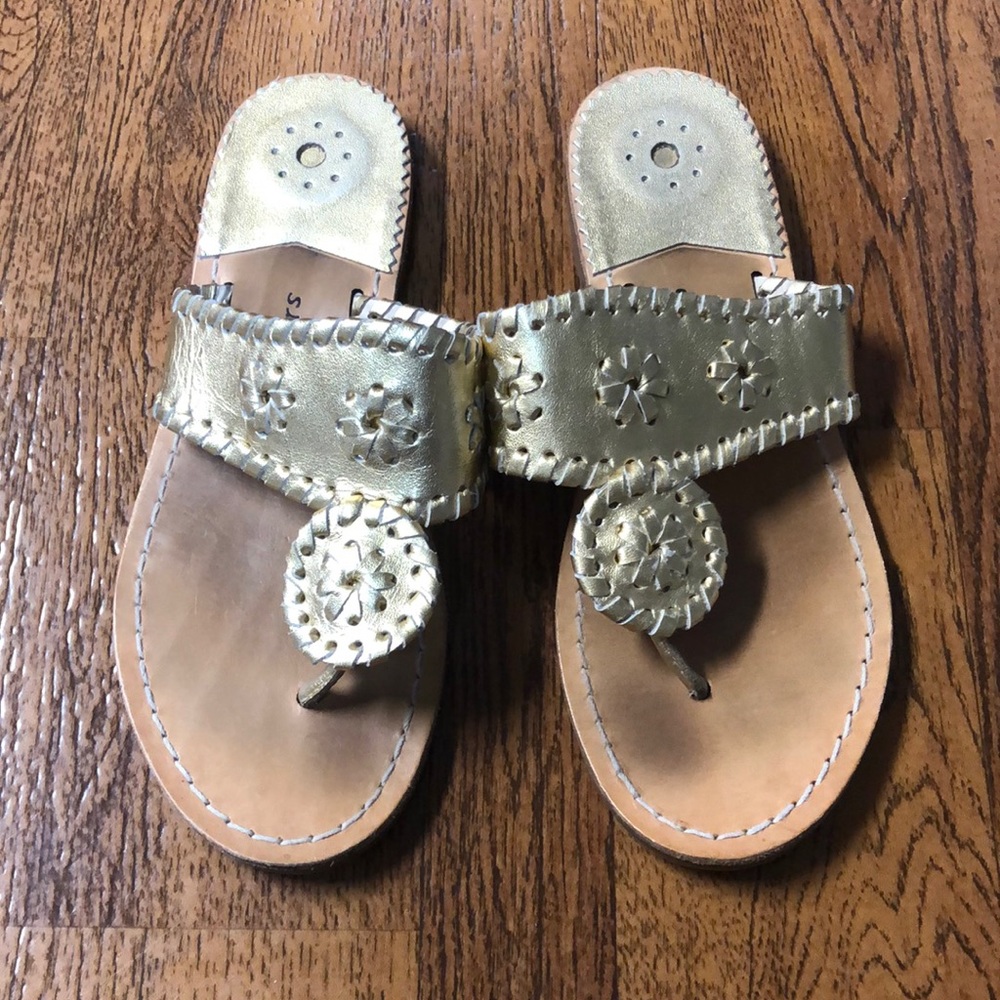 Jack Rogers Miss Hamptons Metallic Gold Sandals size 4